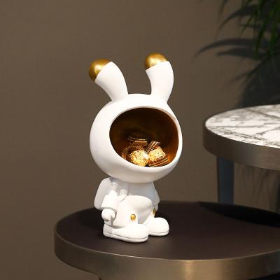 China European Northern Europe Home Decoration Resin Opens Rabbit Astronaut Storage Tray Living Room Decoration Crafts for sale