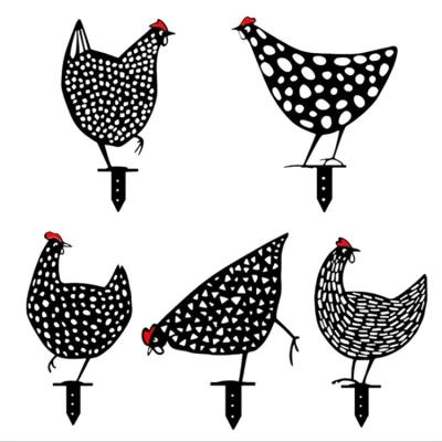 China Wholesale Decoration Topper Garden Hot Sale 2021 Outdoor Garden Decoration Chicken Garden Pastoral Black Acrylic Card Garden Decoration for sale