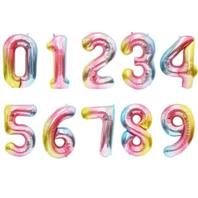 China Foil 40 Inch Gradient Color Balloon Birthday Party Decorations Helium Foil Mylar Large Numbers Balloons for sale