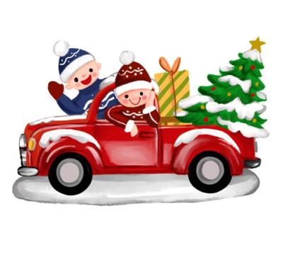 China Wooden Car Santa Claus Christmas Tree Hanging Christmas Decoration 2021 Hot Sale Christmas Decoration Festival Ornaments for sale