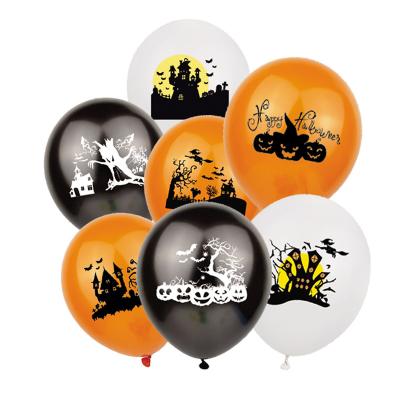 China Non Latex Halloween Balloon Set Pumpkin Witch Ghost Owl Wizard Bat Spider Pattern Printing Round Balloon For Party Decoration for sale