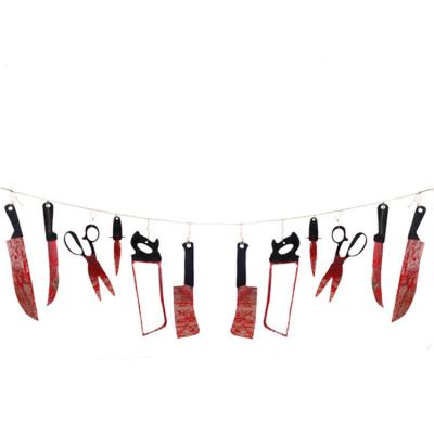 China PVC Horror Decoration Halloween Party Banner Scarlet Letter Pull Flag Themed Banner Set Halloween Garland Party Supplies Wholesale for sale