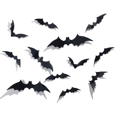 China Atmosphere Themed Decoration Halloween Party Decoration PVC Three-dimensional Bat Wall Sticker Horror Bat Halloween Supplies That for sale