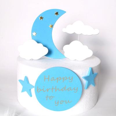 China Wholesale Party Cake Topper Moon Star Cloud Birthday Cake Decorating Cake Topper Ornaments EVA Spoon Cake Topper for sale