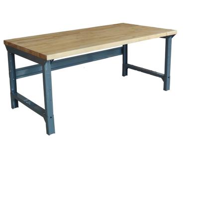 China Hotels Reinforcement Garage Workbench Rubberwood Workstation Top Heavy Duty Workbench for sale