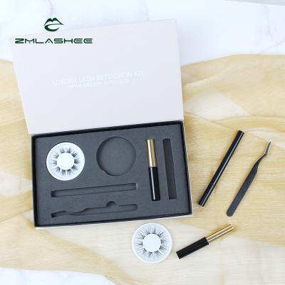 China New Style Natural Segmented Eyelashes With Waterproof Eyelash Glue In Kit Boxes Free Custom Design for sale