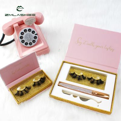 China Private Label Wholesale Private Box Natural Logo Lash 25MM 3D Mink False Eyelash Vendor With Office Custom USA Packaging for sale