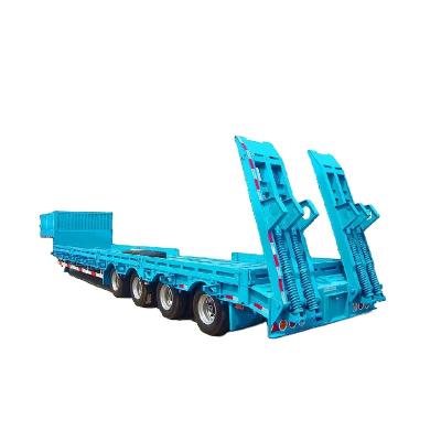 China Professional manufacturer 4 axles heavy truck trailer semi trailer loading 80 tons carry excavator trailer with gooseneck lowbed semi trailer for sale