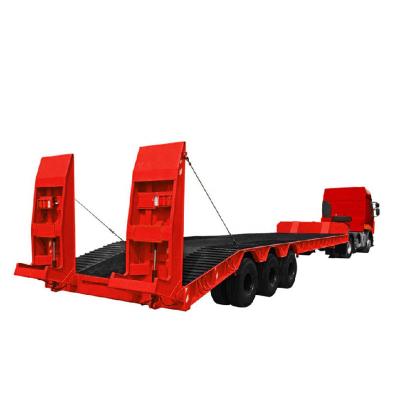 China Truck trailer 2023 new model 3 axles loading 60 tons lowbed semi trailer for carry cat 320 excavator trailer used low bed trailer for sale