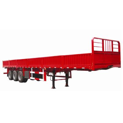 China Truck Trailer 3 Axle 4 Axle Fence Drop Side Board Sidewall Trailer With Container Truck Transport Cargo Sidewall Pickup Enclosed Semi Trailer for sale