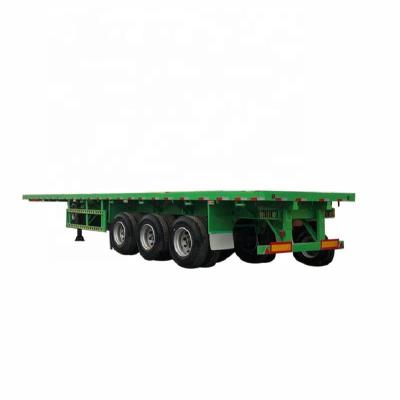 China Best Export Truck Trailer New Design Flat Bed Trailer Shipping 60 Ton 13.6m 3 Axle Container Transport Flatbed Truck Semi Trailer for sale