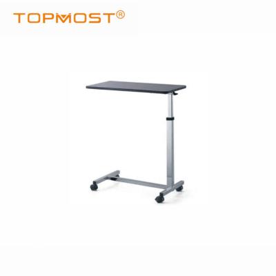 China Adjustable Metal Inpatient Medical Bed Table Mobile Over Bed Table With Wheels for sale