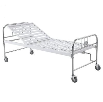 China Metal Hospital Furniture Adjustable Steel Medical Bed One Crank Hospital Bed With Backrest Function for sale