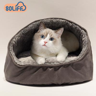 China Soft Plush Cat Deep Sleep Bed Cat Bed Winter Warm Super Breathable Pet Nest Long for sale