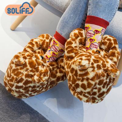 China Anti-Smell Women Relieve Custom Plush Teddy Bear Warm Fur Slipper Indoor Slippers for sale