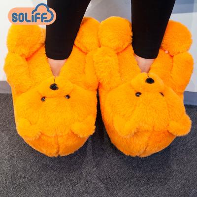 China Indoor Women Teddy Bear Slippers Plush Teddy Bear Slippers Hot Sale Anti-Smell Plush Teddy Bear Slippers for sale