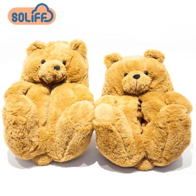 China Wholesale Anti-Smell Women High Quality Bedroom Soft Fluffy Bear Slip On Plush Teddy Bear Slippers Shoes for sale