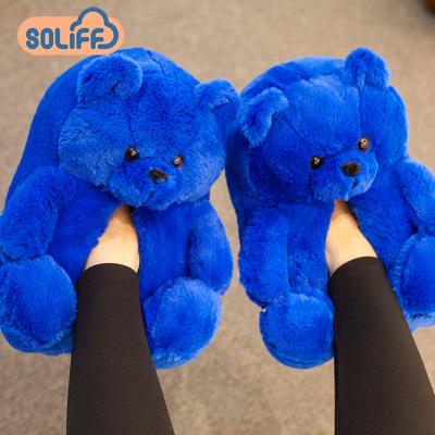 China 2021 Wholesale Indoor Teddy Bear Soft Fluffy Bear Slipper Anti-Smell Woman Teddy Bear Teddy Bear Slippers for sale