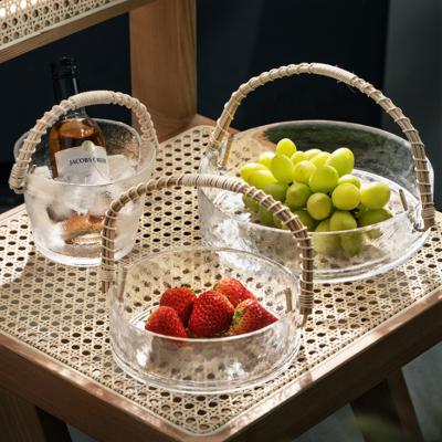 China Viable Bamboo Cane Portable Glass Fruit Basket for sale