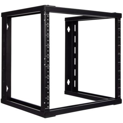 China SPCC Cold Rolled 9U Wall Mount Steel Open Frame 19 Inch Server Equipment Rack Threaded 16 Inch Depth Black for sale