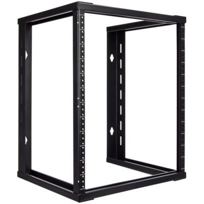 China SPCC Cold Rolled 12U Wall Mount Steel Open Frame 19 Inch Server Equipment Rack Threaded 16 Inch Depth Black for sale