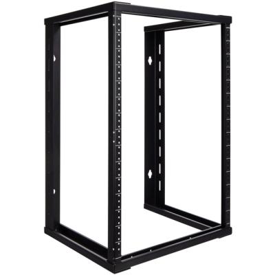 China SPCC Cold Rolled 15U Wall Mount Steel Open Frame 19 Inch Server Equipment Rack Threaded 16 Inch Depth Black for sale