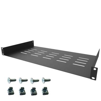 China SPCC Cold Rolled Steel Universal Rack Tray Vented Shelves 1U Black 10 Inches (250mm Deep) No Lip for sale