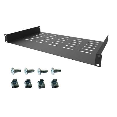 China SPCC Cold Rolled Steel Universal Rack Tray Vented Shelves 1U Black 11 Inches (270mm Deep) No Lip for sale