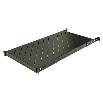 China SPCC Cold Rolled 1U Steel 19-Inch Fixed 4-Post Rack Mount Server Shelf With Adjustable 18-42 Inch Black Depth for sale