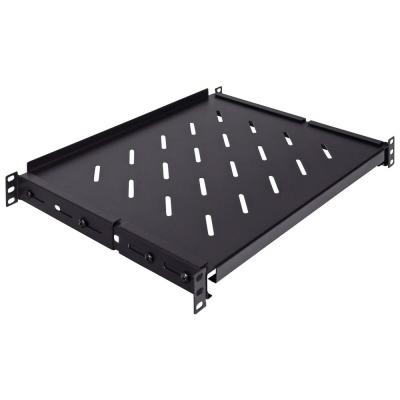 China SPCC Cold Rolled Steel Fixed Rack Vented 13-21 Inch Adjustable Server Shelf 1U 19 Inch 4 Post Rack Mount for sale