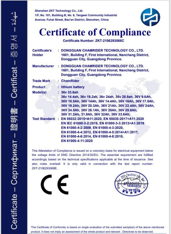 CE - Dongguan Chamrider Technology Co., Ltd.