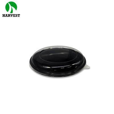 China HS-1200 Recyclable Packaging Black Base Round Disposable Plastic Dish Bowl With Clear Lids for sale