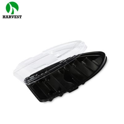 China Sustainable Plastic To Go Disposable Food Packaging Shape Sushi Boat Boxes for sale