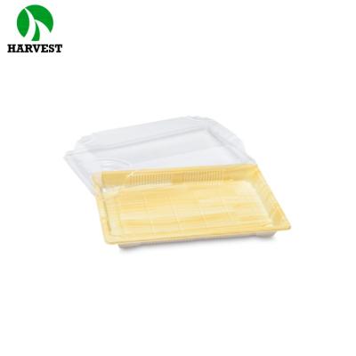 China HP-07 Harvest Disposable Wooden Model One Time Use Plastic Sushi Food Packaging Dish for sale