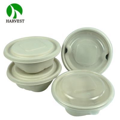 China Disposable Biodegradable Bagasse Pulp Paper Bamboo Bowl With Removable Pulp Tray for sale