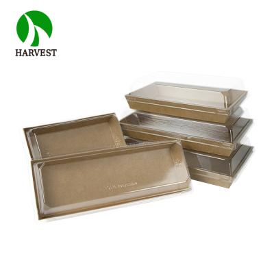 China Disposable 7X5 Inch 8X5 Inch Black Kraft Paper Packaging Craft Box With Clear Lid for sale