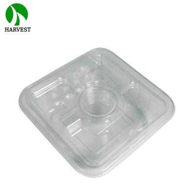 China Disposable Square Salad Plastic Food Container Packaging With Removable Tray for sale