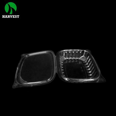 China Freshness Preservation Hinged Dessert Plastic Disposable Eco Friendly Clear Pet Food Container for sale