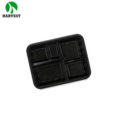 China Japanese Black Plastic Disposable PP Compartment Base Lunch Food Disposable Box for sale