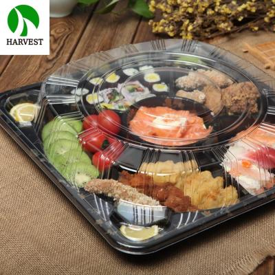 China SR-12 Disposable Plastic Sushi Party Multi-Division Sushi Serving Tray With Lid for sale