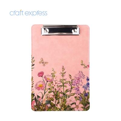 China Bestsub Wholesale Custom Sublimation PU Blanks A5 Size Pink PU Folder Document Clipboard Leather Folder for sale