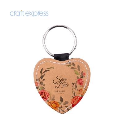 China BestSub Express Leather Craft Brown Heart Sublimation Masks Cute Personalized PU White Sublimation Leather Key Chain for sale