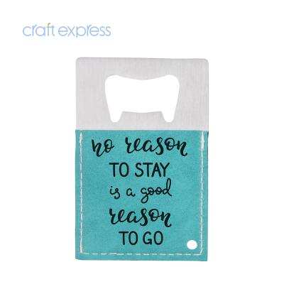 China Bestsub express wholesale green 8.5*5.5cm metal craft sublimation blanks PU stainless steel wall mounted sublimation bottle opener for sale