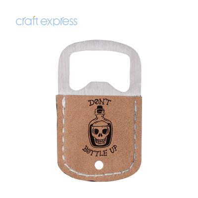 China Bestsub Metal 3.2*5.2cm Craft Express Wholesale Brown Blank PU Stainless Steel Sublimation Bottle Opener for sale