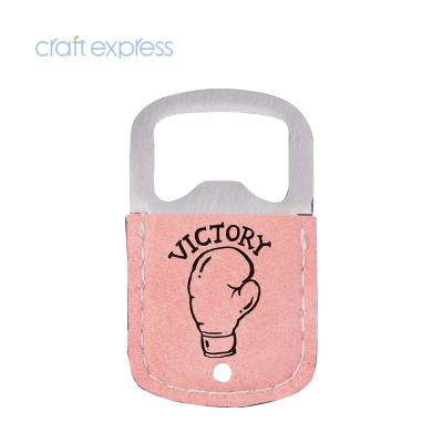 China Bestsub Express Metal Craft Pink 3.2*5.2cm Sublimation Blanks Custom Logo Bar Bottle Opener Metal PU Stainless Steel for sale