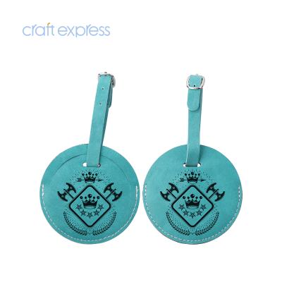 China PU Craft Bestsub Express Wholesale Custom Green Round Shape Double Side PU Tag Sublimation Leather Luggage Tags Blanks for sale