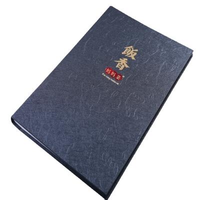 China PU Factory Gold Concave High End Soft Cover Custom Leather Restaurant Hot Stamping Menu for sale