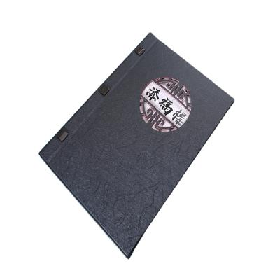 China High Quality Concave PU Cover Wholesale Menu Restaurant Hot Stamping Waterproof Menu for sale