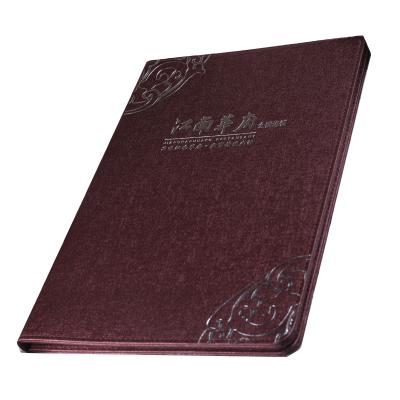 China Engraving Cover Most Popular Hot Silver Stamping PU Leather Good Quality Menu Card Menu For Restaurant for sale