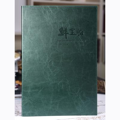 China Screw Binding Waterproof And Oilproof A4 Size Custom Hot Stamping Logo Good Quality Concave Menu for sale